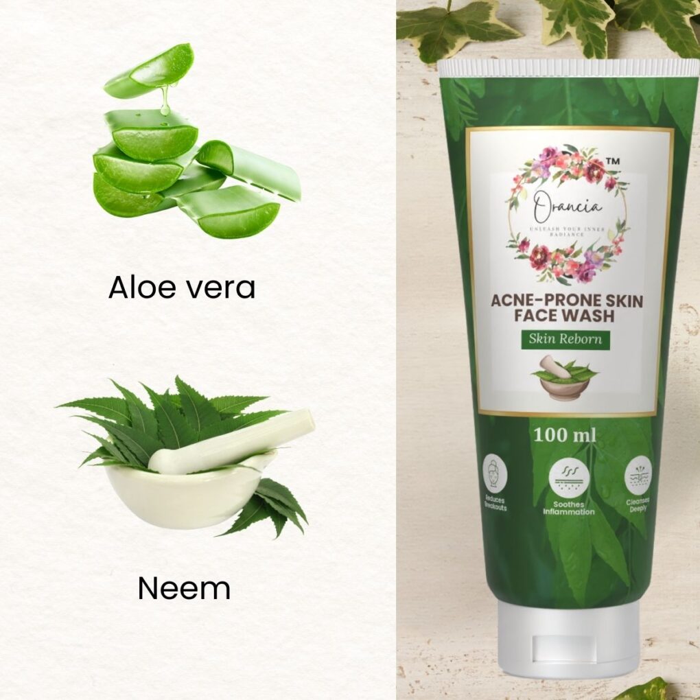 a tube of face wash with green leaves