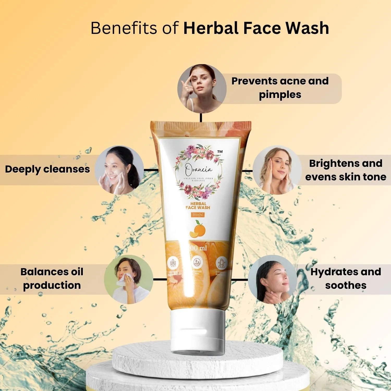 Orancia Herbal Face Wash with Orange Extract, Blissful, 100 ml (4) Orancia Herbal Face Wash with Orange Extract, Blissful, 100 ml (4)