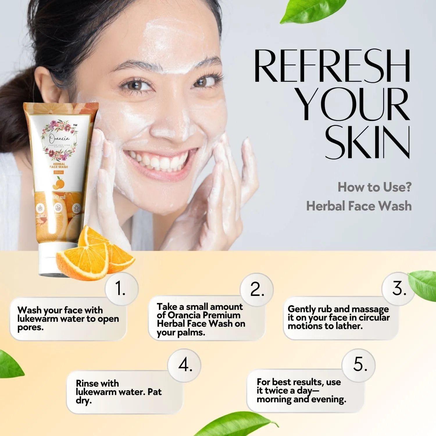 Orancia Herbal Face Wash with Orange Extract, Blissful, 100 ml (5) Orancia Herbal Face Wash with Orange Extract, Blissful, 100 ml (5)