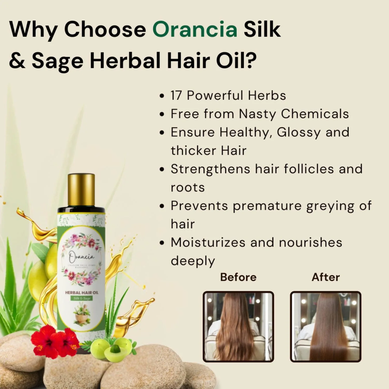 Orancia Silk & Sage Herbal Hair Oil, 200 ml, Chemical-Free with 17 Herbs for Healthy Hai (3) Orancia Silk & Sage Herbal Hair Oil, 200 ml, Chemical-Free with 17 Herbs for Healthy Hai (3)
