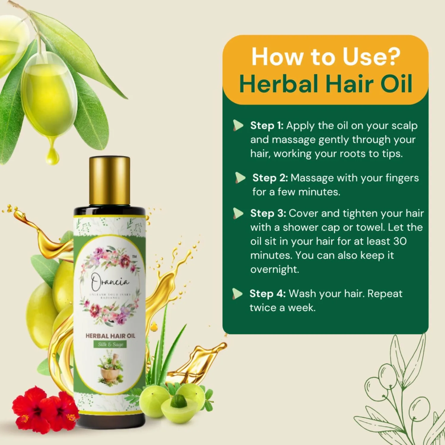 Orancia Silk & Sage Herbal Hair Oil, 200 ml, Chemical-Free with 17 Herbs for Healthy Hai (4) Orancia Silk & Sage Herbal Hair Oil, 200 ml, Chemical-Free with 17 Herbs for Healthy Hai (4)